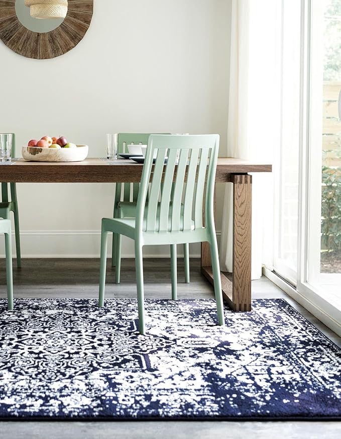 Rugs.com Arlington Collection Rug – 7' x 10' Navy Blue Medium-Pile Rug Perfect for Living Rooms, Large Dining Rooms, Open Floorplans