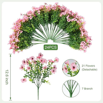 Artificial Flowers for Outdoor Indoor Realistic Faux Flower Spring Summer Garden Home Decoration, Hanging Daisy Flower with Eucalyptus Leaves Fake Plants Greenery Balcony Porch Patio Front Door Decor