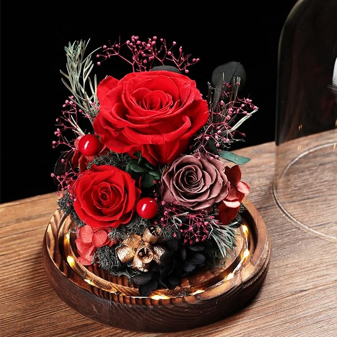 Lovenfold Flowers for Delivery Preserved Rose Gifts for Her,Long-Lasting Forever Flowers in Glass Dome,Birthday Gifts for Women Mom Wife Friend(Red Rose)