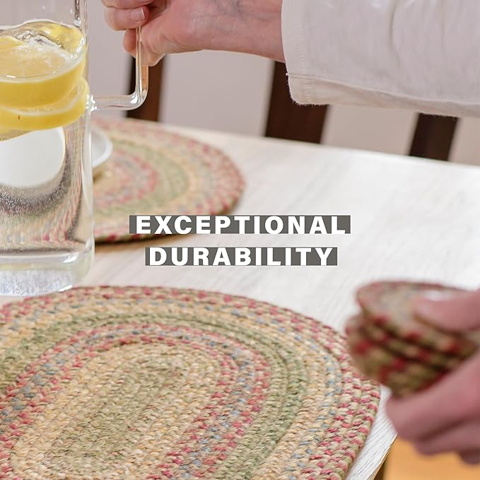 Homespice Azalea Dining Placemats, Warm Country Primitive Decor, Set of 6, Multicolor - 13x19 Rectangle Table Mats - Vibrant Colors, Durable, Easy to Clean and Protects Furniture