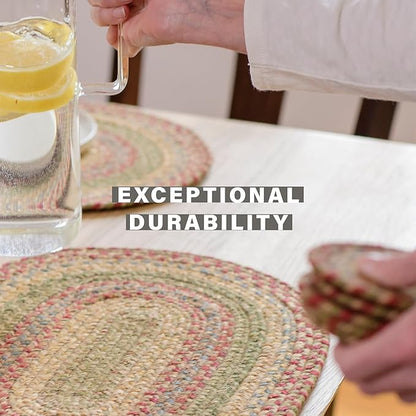 Homespice Azalea Dining Placemats, Warm Country Primitive Decor, Set of 6, Multicolor - 13x19 Rectangle Table Mats - Vibrant Colors, Durable, Easy to Clean and Protects Furniture