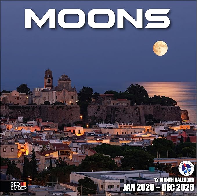 RED EMBER Moons 2026 Wall Calendar 12 Month | 12" x 24" Open | Thick & Sturdy Paper | Holiday Gift | Space Calendar 2026