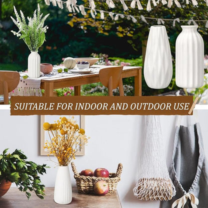 Yaomiao Set of 24 5'' White Ceramic Bud Vase Bulk Boho Rustic Small Flower Vase for Centerpieces for Wedding Home Dining Table Decoration DIY Gift, 12 Styles