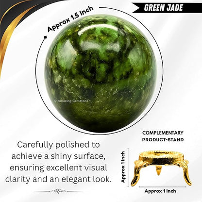 Amazing Gemstone Kambaba Jasper Crystal Ball with Stand - 1.5 Inches Crystal Sphere Meditation Balls for Witchcraft and Decorative Balls