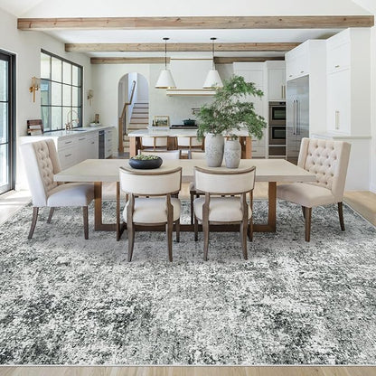 8x10 Area Rugs for Living Room, Washable Modern Abstract Large Area Rug Neutral Soft Non Slip Kids Rug Stain Resistant Indoor Carpet for Bedroom Nursery Dining Room Playroom Home Office(Grey, 8'x10')