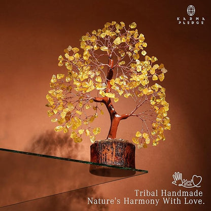 Crystal Tree Gifts for Women, Chakra Healing Citrine Crystals Handmade Tree of Life for Home and Office Desk Decoration, Reiki Healing, Good Luck, Positive Energy, Money, Birthday Gifts