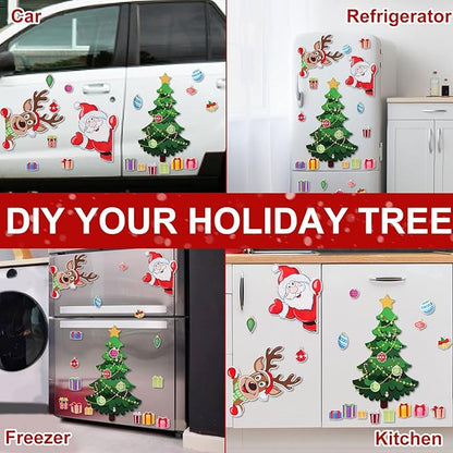Magnetic Christmas Tree for Refrigerator, Soft Magnetic Ornaments Set, Reusable Holiday Decor for Kids & Family, Fun Xmas Decoration for Home, Kitchen, Office