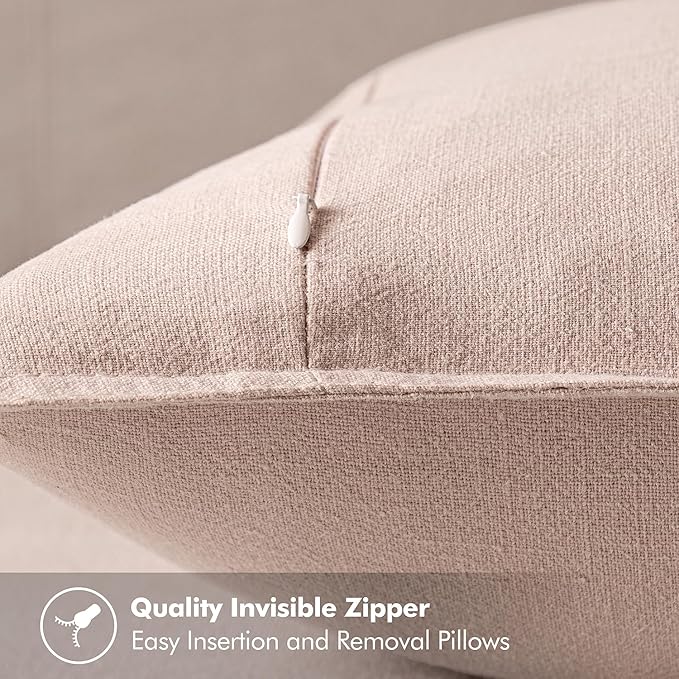 MIULEE Decorative Linen Euro Sham Pillow Covers 24x24 Light Pink Boho Farmhouse Neutral Valentine Spring Couch Throw Pillows for Bed Pack of 2 Accent Modern Pillowcase Sofa Livingroom Home Decor