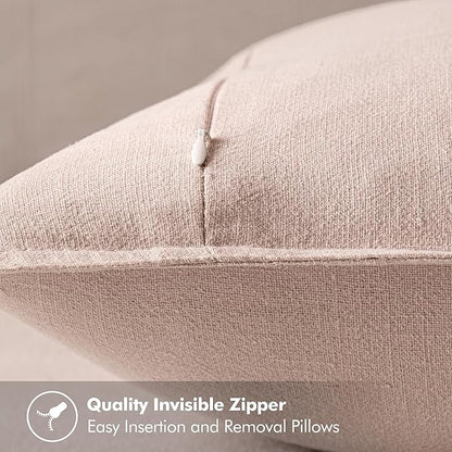 MIULEE Decorative Linen Euro Sham Pillow Covers 24x24 Light Pink Boho Farmhouse Neutral Valentine Spring Couch Throw Pillows for Bed Pack of 2 Accent Modern Pillowcase Sofa Livingroom Home Decor