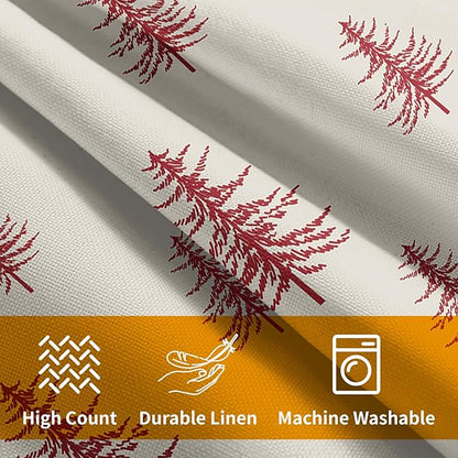 Christmas Tree Pillow Covers 22x22 Set of 2 Red Xmas Vintage Winter Print Decorative Outdoor Linen Zipper Throw Pillows Cases Cushion Cover Rustic Holiday Decoration Farmhouse Sofa Couch Bed Decor