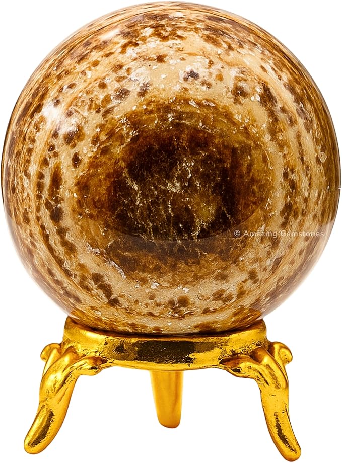 Amazing Gemstone Aragonite Crystal Ball with Stand - 1.5" Inches Crystal Sphere Meditation Balls for Witchcraft and Decorative Balls