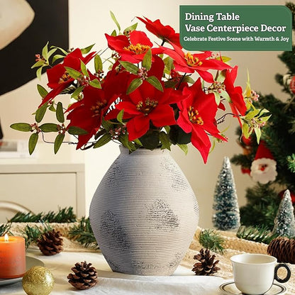 Ceramic Vase Vintage Terracotta Vase Rustic Neutral Pottery Antique Vases 7.87" Farmhouse Vase Home Decor for Pottery Barn Decor Kitchen Counter Dining Table Living Room Bookshelf Entryway