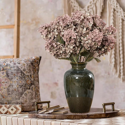Fake Flowers Hydrangea Silk Flowers with Stems,Brown Flowers Fall Hydrangea Artificial Flowers,Winter Flowers Artificial for Decoration Vase Indoor and Outdoor 24"（Brown ） 8PCS Wthout Vase