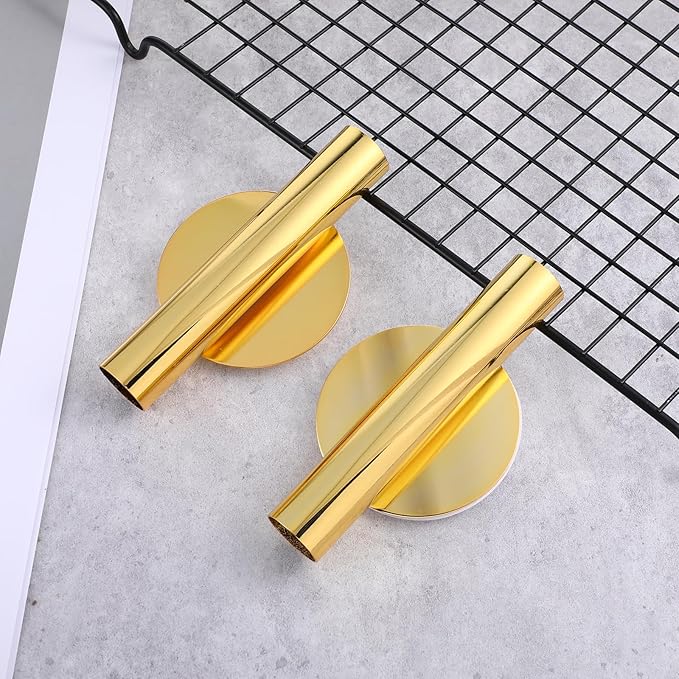 2 PCS Wall Vases for Flowers, Gold Flower Vase Metal Hanging Plant Holder Small Gold Vase Flowers Tube Wall Planter Hanging Vase for Modern Home Decor Display Dried Faux Flower Fake Flower