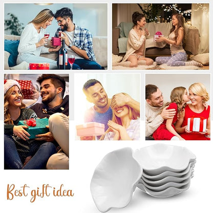 Shappy 6 Pcs White Ceramic Jewelry Tray 4.5 in Ring Holder Trinket Dish for Christmas Friendship Wedding Birthday Gifts(Flower)