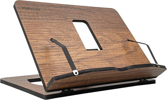 Book Stand, Book Holder, Reading Stand, Cookbook Holder, Recipe Book Stand, Wooden Book Stands for Reading, Cookbook Stand for Kitchen, Book Holder for Reading in Bed (Walnut)