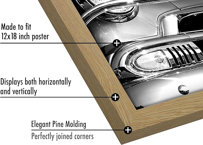 Americanflat 12x18 Poster Frame with Polished Plexiglass - Wide Picture Frames Made of Engineered Wood for Vertical or Horizontal Wall Display - Epic Collection - Pine