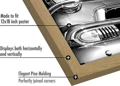Americanflat 12x18 Poster Frame with Polished Plexiglass - Wide Picture Frames Made of Engineered Wood for Vertical or Horizontal Wall Display - Epic Collection - Pine