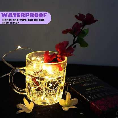 OakHaomie 6 Pack Fairy Lights Battery Operated No Remote LED Starry String Lights 30 Micro Starry LEDs on 10ft Silvery Copper Wire Light for DIY Wedding Centerpiece Table Decorations (Warm White)
