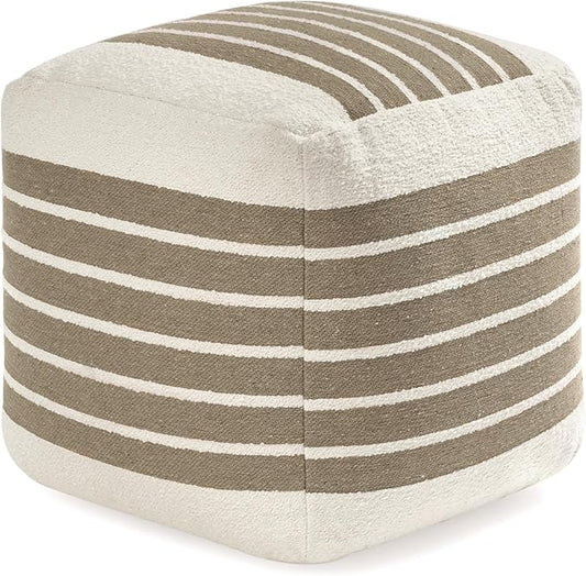 Anji Mountain 100% Handmade & Handcrafted Comfortable Home Décor Pouf Ottoman Footrest for Living Room, Bedroom, Nursery, Kidsroom, Patio Furniture - (20" x 20" x 20" - Natural)