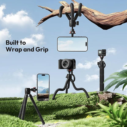 ULANZI MT30 Magnetic Flexible Tripod for iPhone 17-12 Series with 1/4" Thread, Mini Bendable Phone Holder Stand for MagSafe & Cameras, Octopus Mini Tripod Mount for Creative Shooting & Video Recording