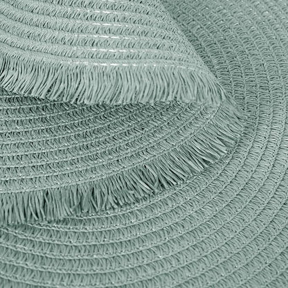 15 Inch Set of 6 Round Woven Placemats Braided Paper Heat Resistant Table Mats with Fringe Tassel Boho Indoor Outdoor Table Placemats for Dining Tables (Turquoise)