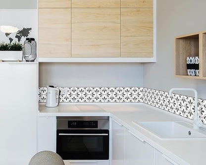 FLFK Wallpaper Border Black and White Patterns Peel and Stick Wall Border Self Adhesive Wallpapers for Living Room Bedroom Kitchen Bathroom 7"x240"