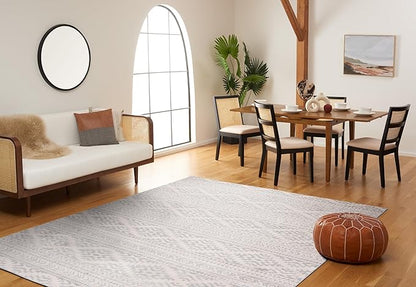 SAFAVIEH Tulum Collection Area Rug - 11' Square, Ivory & Light Grey, Moroccan Boho Tribal Design, Non-Shedding & Easy to Clean, Ideal for Living Room, Bedroom, Dining Space (TUL272G)