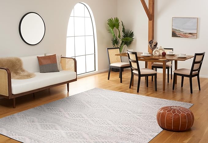 SAFAVIEH Area Rug 12x18 - Tulum Collection - Large - Ivory & Light Grey, Moroccan Boho Tribal Design, Non-Shedding & Easy to Clean, Ideal for Living Room, Bedroom, Dining Space (TUL272G)
