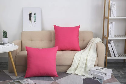 TangDepot Handmade Decorative Solid 100% Cotton Canvas Throw Pillow Covers/Pillow Shams, (24" x24" , Hot Pink, 1 Count (Pack of 1))