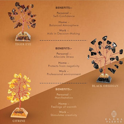 KARMAPLEDGE Set of 12 Crystal Tree of Life Gifts for Women, Seven Chakra Healing Crystals Brings Positive Energy, Good Luck, Money, Feng Shui Home & Office Desk Decor, for Dad
