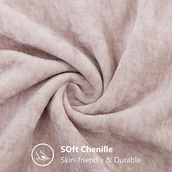 decorUhome Chenille Blush Pink Spring Throw Pillow Covers 20x20 Inch Set of 2, Decorative Soft Couch Pillow Covers Solid Dyed Accent Farmhouse Neutral Square Pillow Cases for Sofa