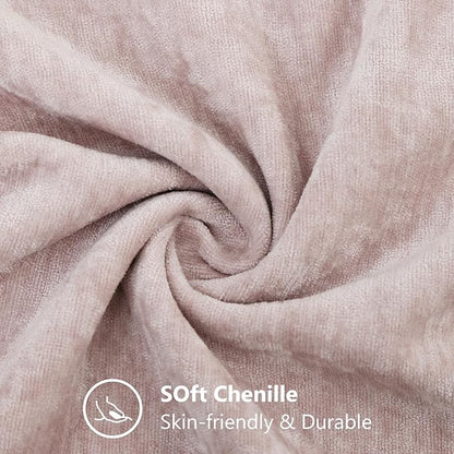 decorUhome Chenille Blush Pink Spring Throw Pillow Covers 18x18 Inch Set of 2, Decorative Soft Couch Pillow Covers Solid Dyed Accent Farmhouse Neutral Square Pillow Cases for Sofa