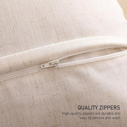 ISAENNE Classic Ivory White Round Throw Pillow Cover Diameter 16", Solid Color Farmhouse Linen Cotton Decoration Pillow Cover with Ruffles, Sturdy Throw Pillowcase for Couch Sofa Bed Living Room