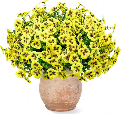 Artificial Flowers, 24 Bundles, Decorative Bouquets for Home, Wedding, Garden, Office Decor (Yellow)