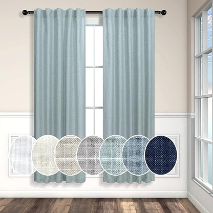 Seafoam Green Curtains 38 Inch Wide for Kitchen Doors 2 Panel Pocket Back Tab Semi Sheer Mini Small Window Aqua Sea Green Curtain for Bedroom Decor Entry Doorway Beach Coastal Decor Width 38x63 Length