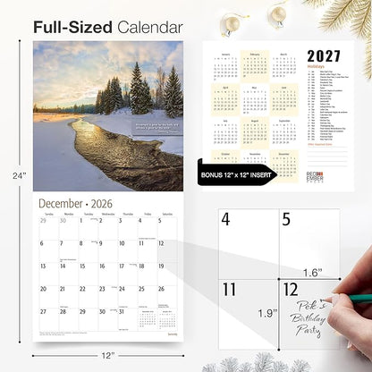 RED EMBER Serenity with Inspirational Quotes 2026 Wall Calendar 12 Month | 12" x 24" Open | Thick & Sturdy Paper | Holiday Gift | Zen Nature Calendar 2026