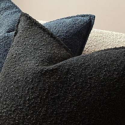JUSPURBET Black Decorative Pillow Covers 20x20 Set of 2 Throw Pillow Covers for Couch Sofa Bed Cozy Boucle Textured Cushion Covers Cases with Hidden Zipper for Living Room Home Decor