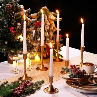 Layhit 12 Pcs Gold Candle Holders Taper Candle Holders for Candlestick Matte Metal Candlestick Holder with Various Heights 3.3" 5.5" 6.3" for Wedding Table Centerpiece Decoration
