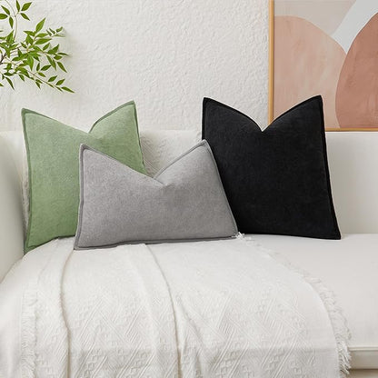 Kevin Textile Spring Waterproof Decorative Pillow Covers Sage Green 18x18 Inch Pack of 2 Soft Boucle Textured Throw Pillowcases Elegant Accent Pillows for Couch Sofa Chair Bed Home Decor