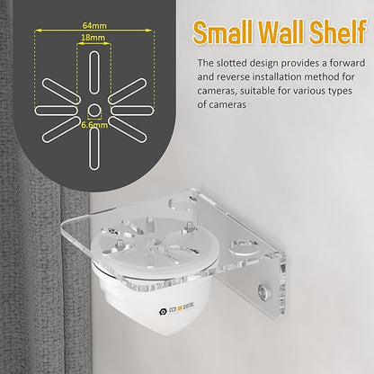 Sezanrpt Clear Acrylic Wall Shelf 3 Pack for Smart Security Cameras, Baby & Pet Monitors, Small Floating Shelf for Plants, Speaker, Dog Camera, with Cable Clips