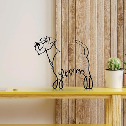 Schnauzer Dog Metal Desk, Custom Schnauzer Dog Minimalist Metal Table Sign Decor With Name, Pet Lover Sculpture Statue