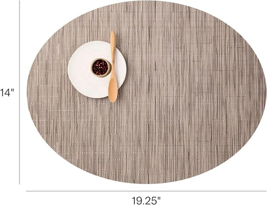 Chilewich Bamboo Placemats Set of 4 - Woven Oval Placemats - Reusable, Stain-Resistant, Indoor/Outdoor Tabletop Protection - 19" x 14" - Dune