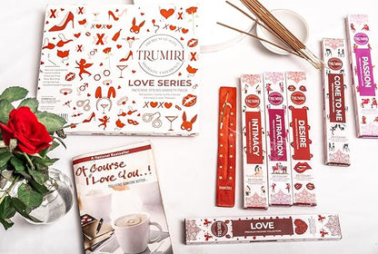 Trumiri Incense Sticks - Love Spell - Total 120 Insence-Sticks (20 Insense x 6 Incents) - Incienso Inscents-Sticks for Spell to Rekindle Call Attract New Fire of Love + Incense Holder
