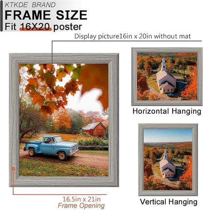 KTKDE 16x20 Picture Frame Set of 5,Studio Gallery 16 by 20 Poster Frame Gray Wooden, Large Frame for Photos, Posters - Art Prints best gift