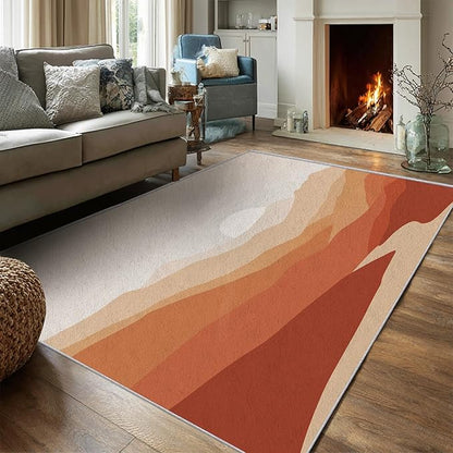 Boho Rug, 6x8 Area Rugs Terracotta Mountain Sun Minimalist Pattern for Living Room, Bedroom, Boho Home Decor Accessories Indoor Carpet, Non Slip & Machine Washable