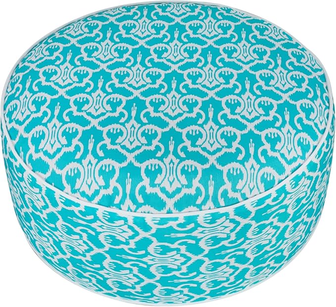 Inflatable Outdoor Ottoman with Air Pump,20"x9" Portable Patio Pouf,Water Resistant,Fade-Resistant,Round Blow Up Footrest Stools for Home Garden Camping Travel(Romantic Blue)