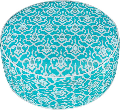 Inflatable Outdoor Ottoman with Air Pump,20"x9" Portable Patio Pouf,Water Resistant,Fade-Resistant,Round Blow Up Footrest Stools for Home Garden Camping Travel(Romantic Blue)