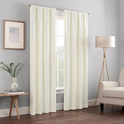 ECLIPSE Kendall Modern Blackout Thermal Rod Pocket Window Curtain for Bedroom or Living Room (1 Panel), 42" x 63", Ivory