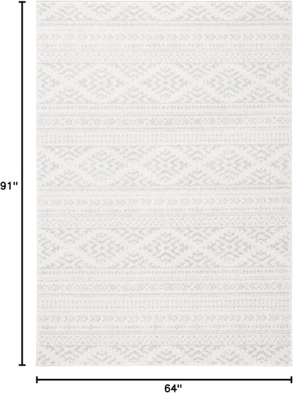 SAFAVIEH Tulum Collection Area Rug - 5'3" x 7'6", Ivory & Light Grey, Moroccan Boho Tribal Design, Non-Shedding & Easy to Clean, Ideal for Living Room, Bedroom, Dining Space (TUL272G)